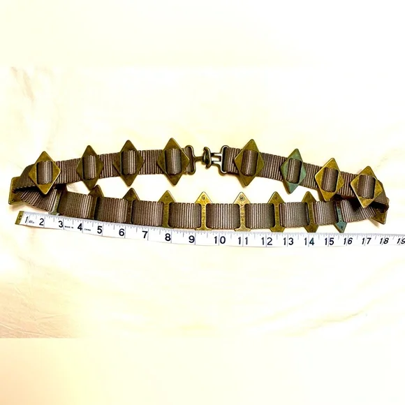 Rare Vintage Al Beres 80’s Belt, Metal Diamond shaped Slides on Nylon Webbing